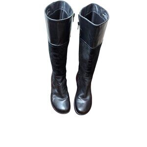 Dansko Women's Black Leather & Suede Tall Boots Side Button Detail Size 40 EU/9U